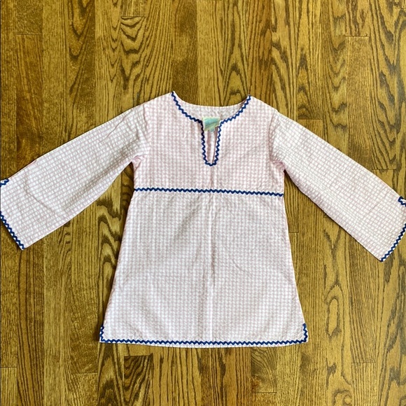 Pink and white gingham with blue trim Little English tunic, size 6X. Excellent - Picture 1 of 11